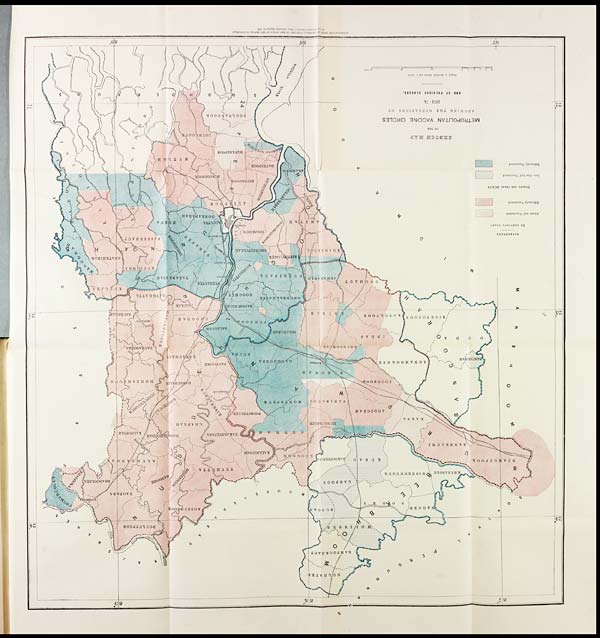 (31) Foldout open - Sketch map of the metropolitan vaccine circles showing the operations of 1873-74