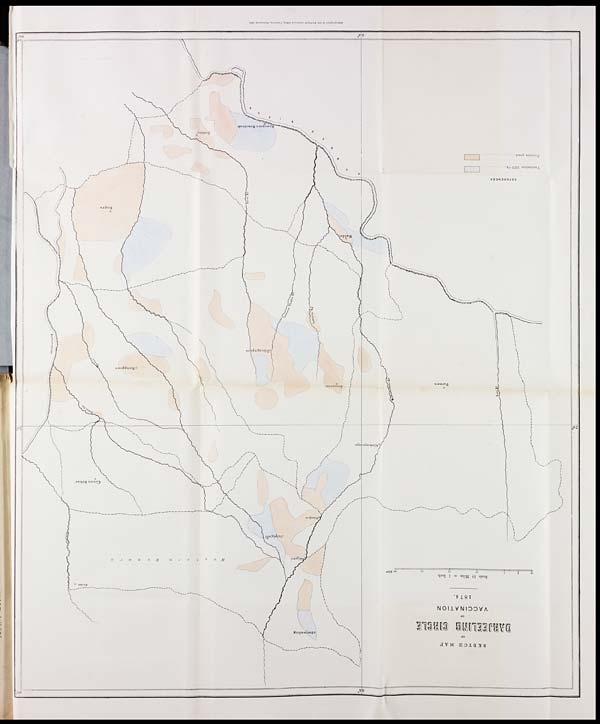 (44) Foldout open - Sketch map of Darjeeling circle of vaccination1874