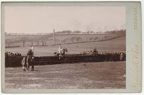 Photograph of the Maiden Steeplechase at Oatridge, West Lothian
