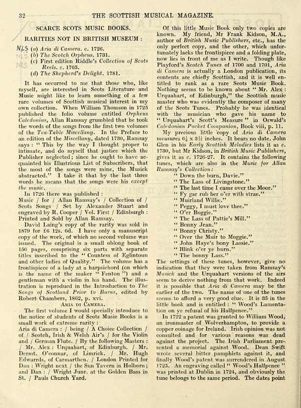(14) Page 32 - Scarce Scots music books. Rarities not in British Museum