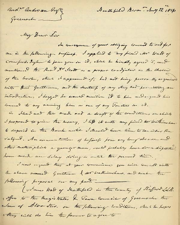 (245) Facsimile letter - Letter of 12 January, 1816