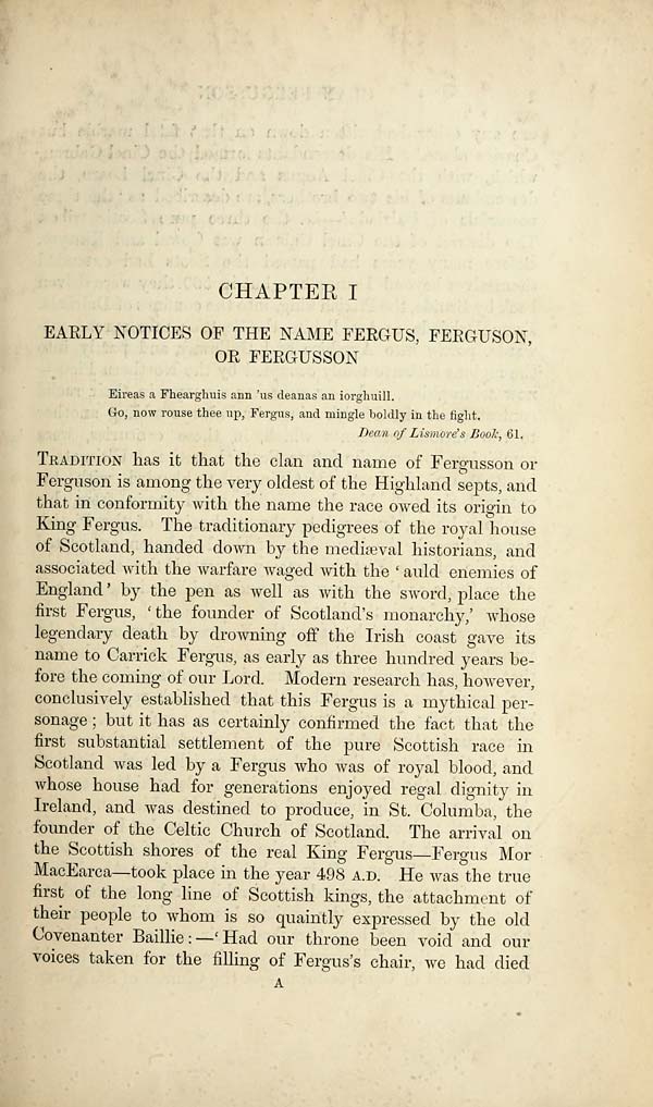 (41) [Page 1] - Chapter 1: Early notices of the name Fergus, Ferguson, or Fergusson