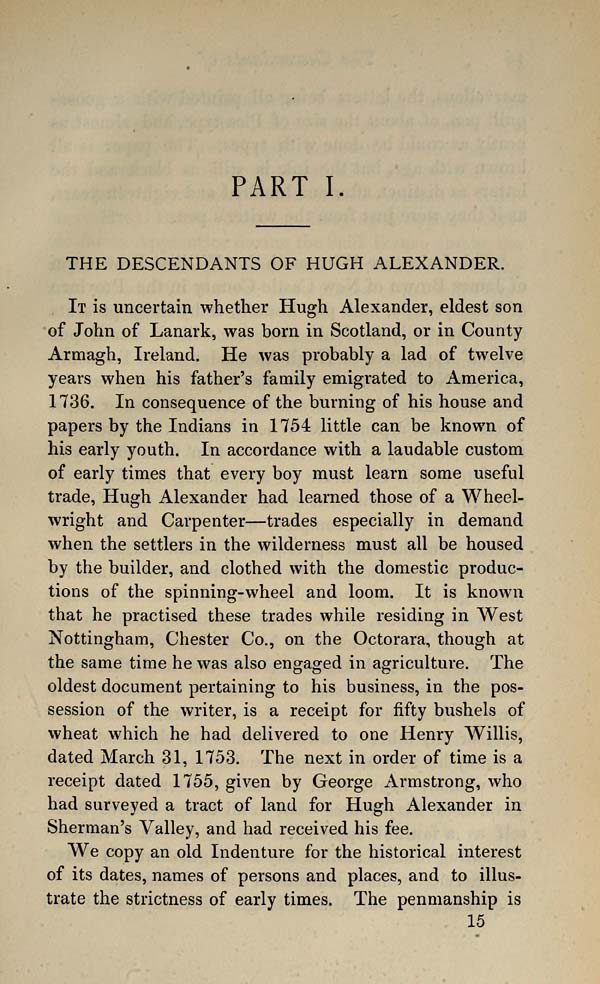 (21) Part 1 - Family and descendants of Hugh Alexander, of Sherman's Valley PA.