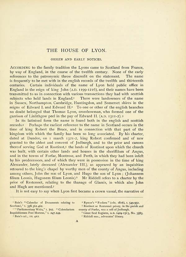 (17) [Page 1] - House of Lyon -- origin and early notices