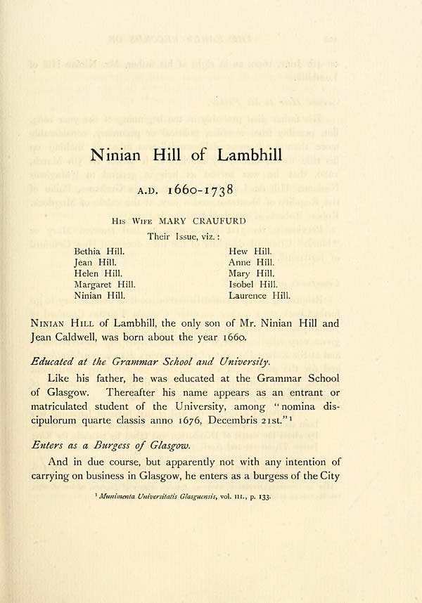 (131) [Page 105] - Ninian Hill of Lambhill A.D. 1660-1738