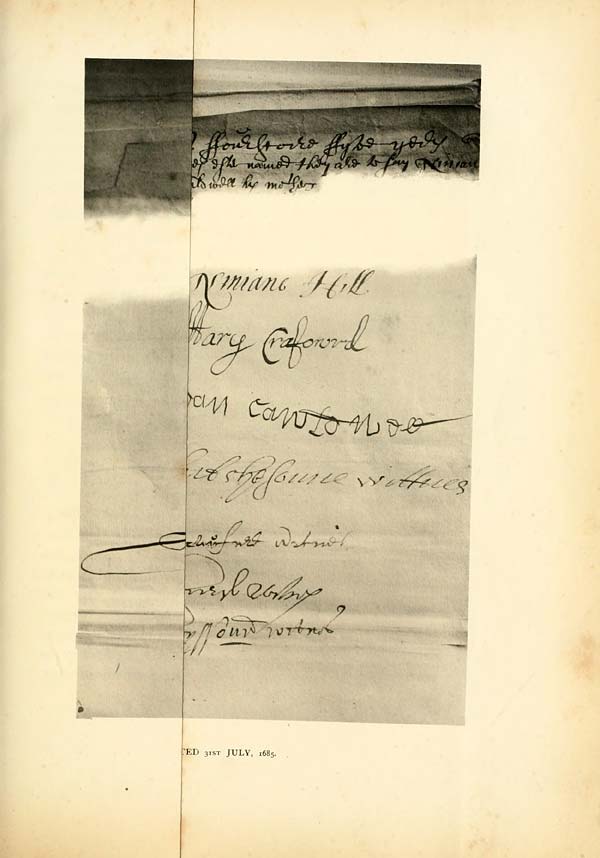 (141) Illustrated plate - Signatures to the contract of marriage between Ninian Hill and Mary Craufurd