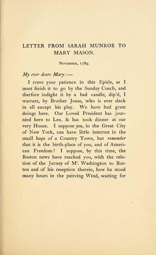 (67) Page 63 - Letter from Sarah Munroe to Mary Mason, November 1789