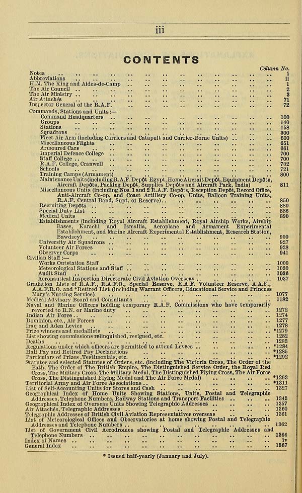 (26) Contents - Air Force lists > Air Force list > Monthly > 1938 ...