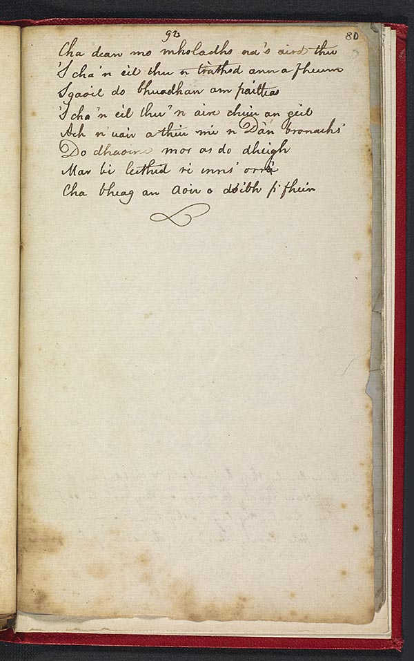 (167) Folio 80 recto (94r) - "Cumha Mhorair Donuill", beg. ' 'Si so Nullaig is ceannaile', concl.