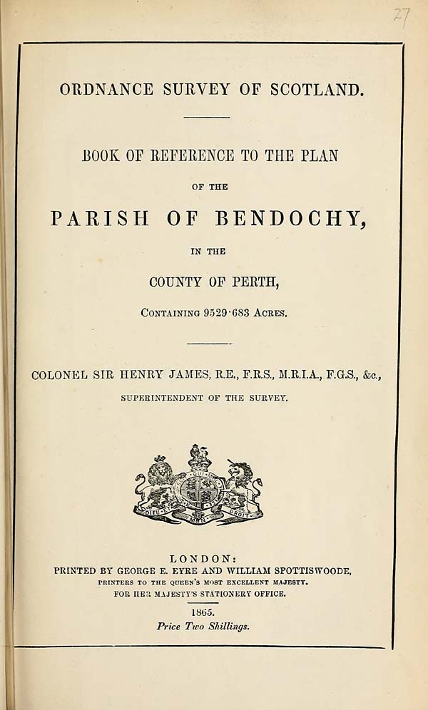 (697) 1865 - Bendochy, County of Perth