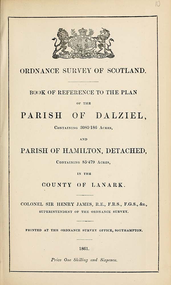 (261) 1861 - Dalziel, Parish of Hamilton, detached