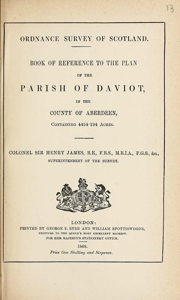 (333) 1868 - Daviot, County of Aberdeen