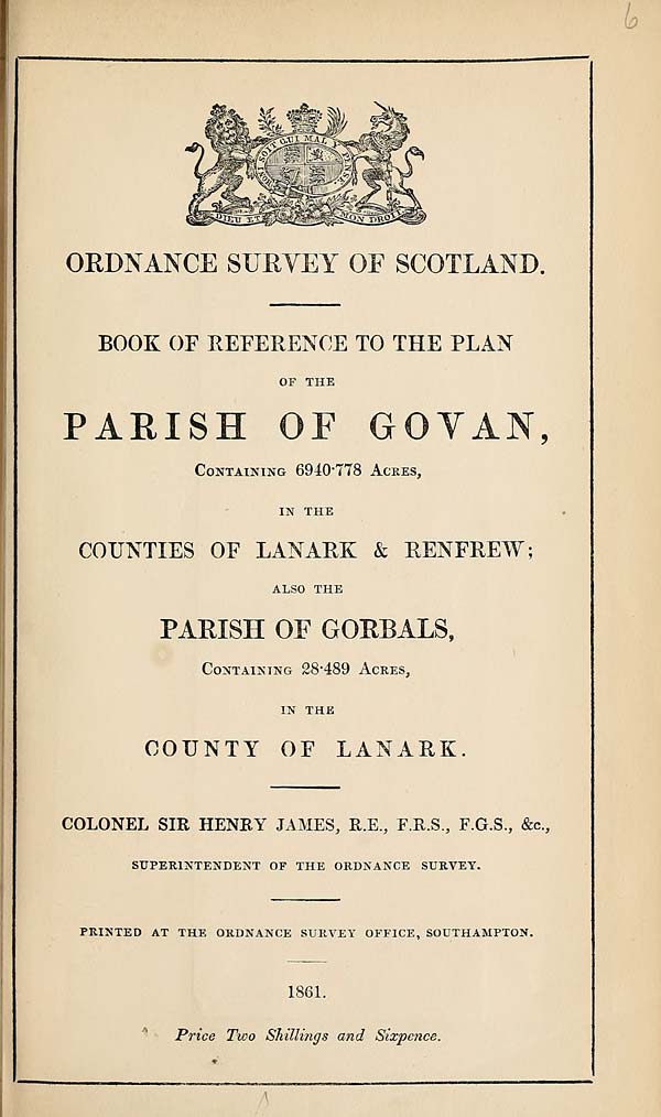 (95) 1861 - Govan, Counties of Lanark & Renfrew; also Gorbals, County of Lanark