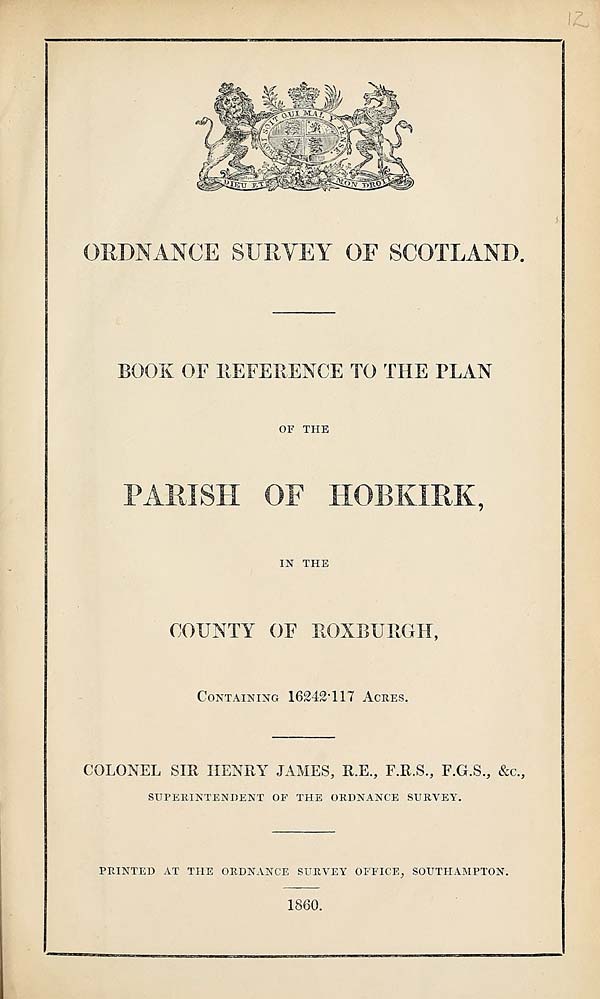 (275) 1860 - Hobkirk, County of Roxburgh