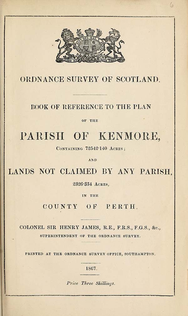 (119) 1867 - Kenmore, and lands not claimed by any Parish, County of Perth