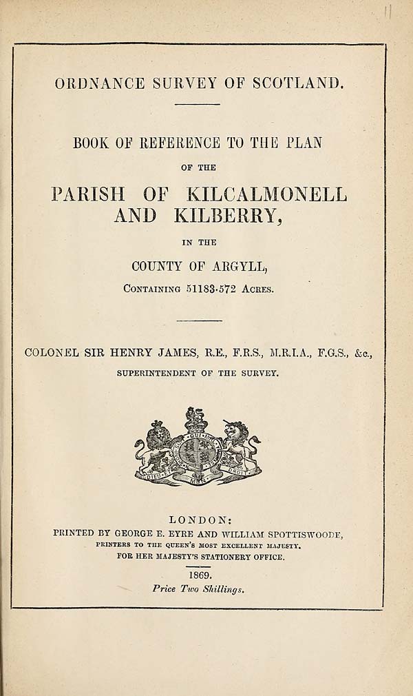 (239) 1869 - Kilcalmonell abd Kilberry, County of Argyll