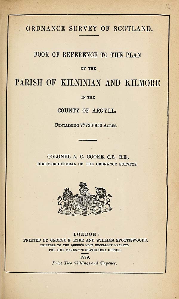 (319) 1879 - Kilniniam and Kilmore, County of Argyll