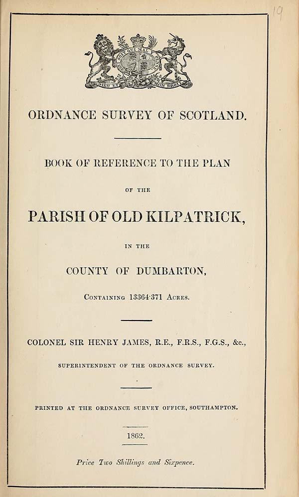 (401) 1862 - Old Kilpatrick, County of Dumbarton