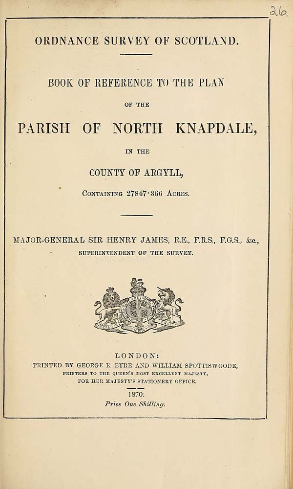 (599) 1870 - North Knapdale, County of Argyll