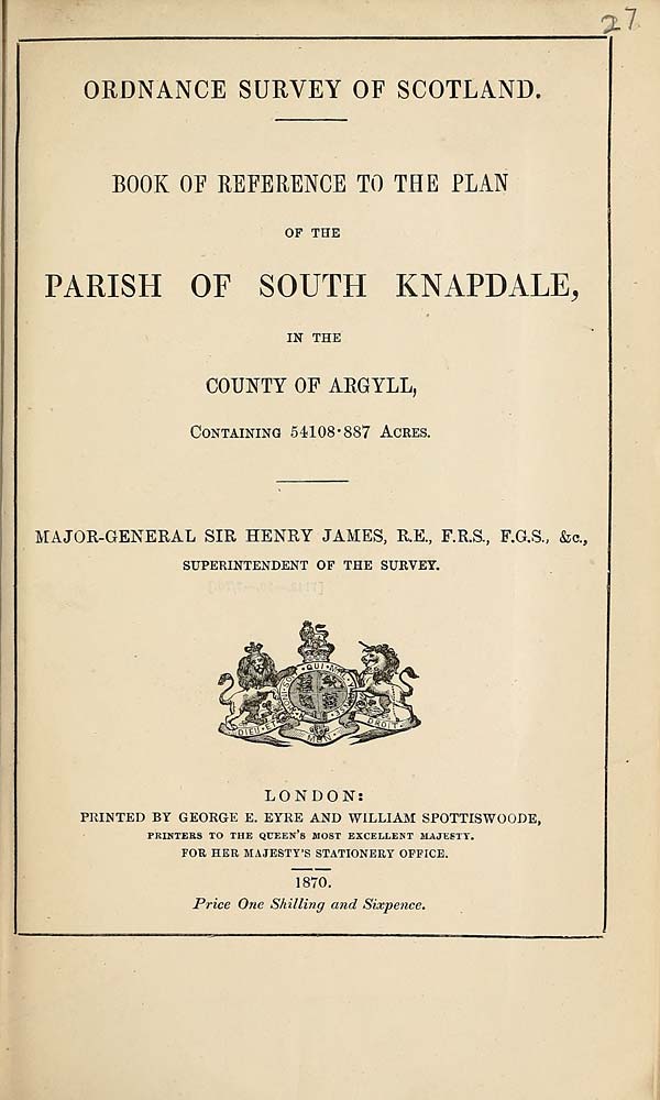 (615) 1870 - South Knapdale, County of Argyll