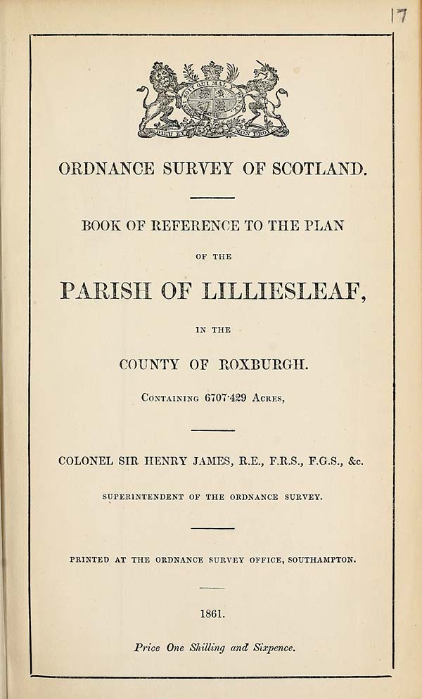 (465) 1861 - Lilliesleaf, County of Roxburgh