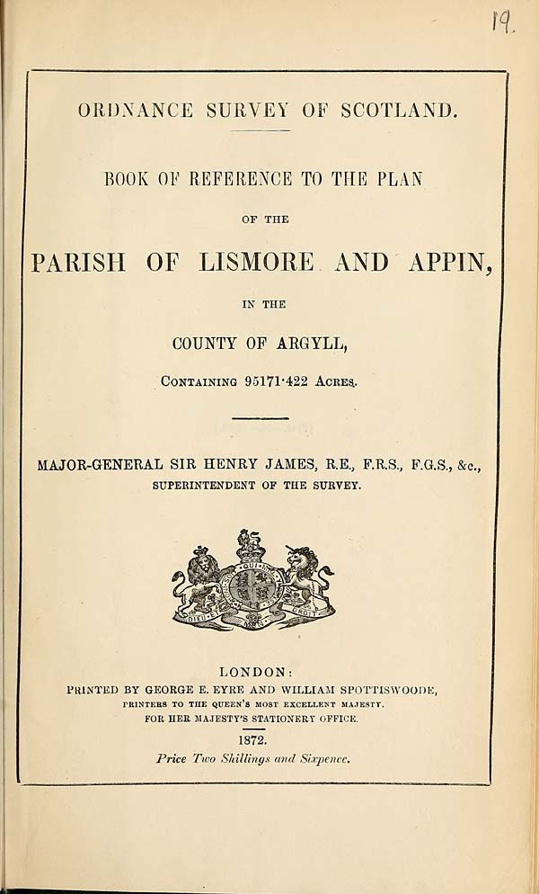 (523) 1872 - Lismore and Appin, County of Argyll