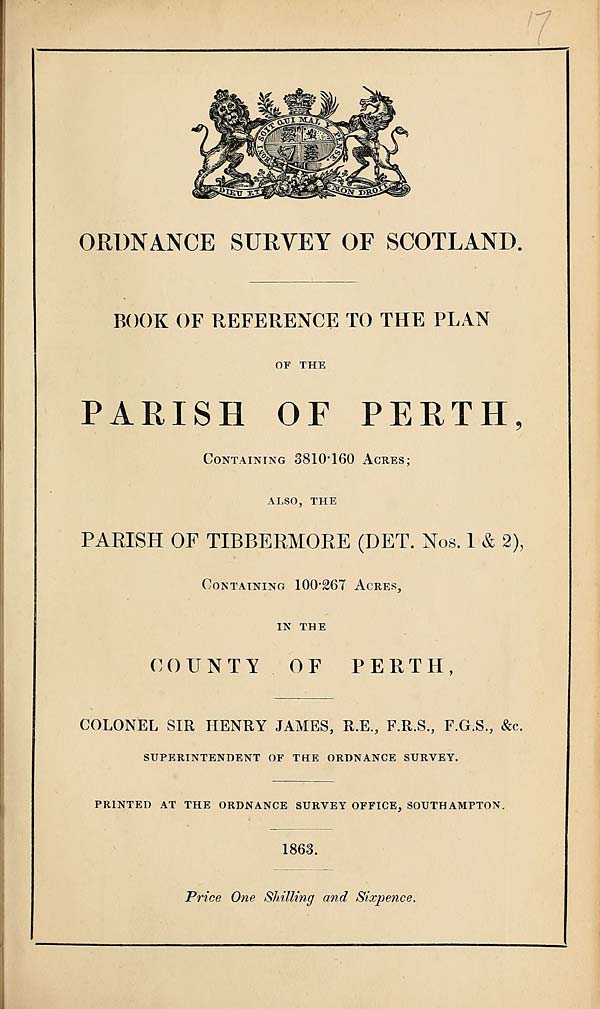 (427) 1863 - Perth, also Tibbermore (Det. Nos 1 & 2), County of Perth