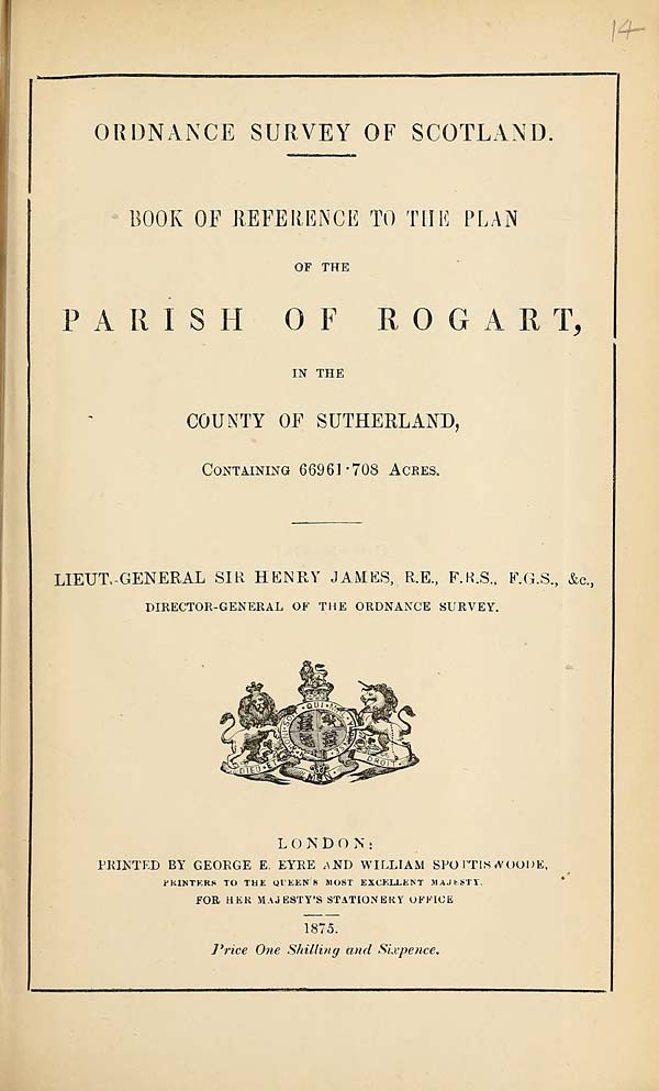 (315) 1873 - Rogart, County of Sutherland