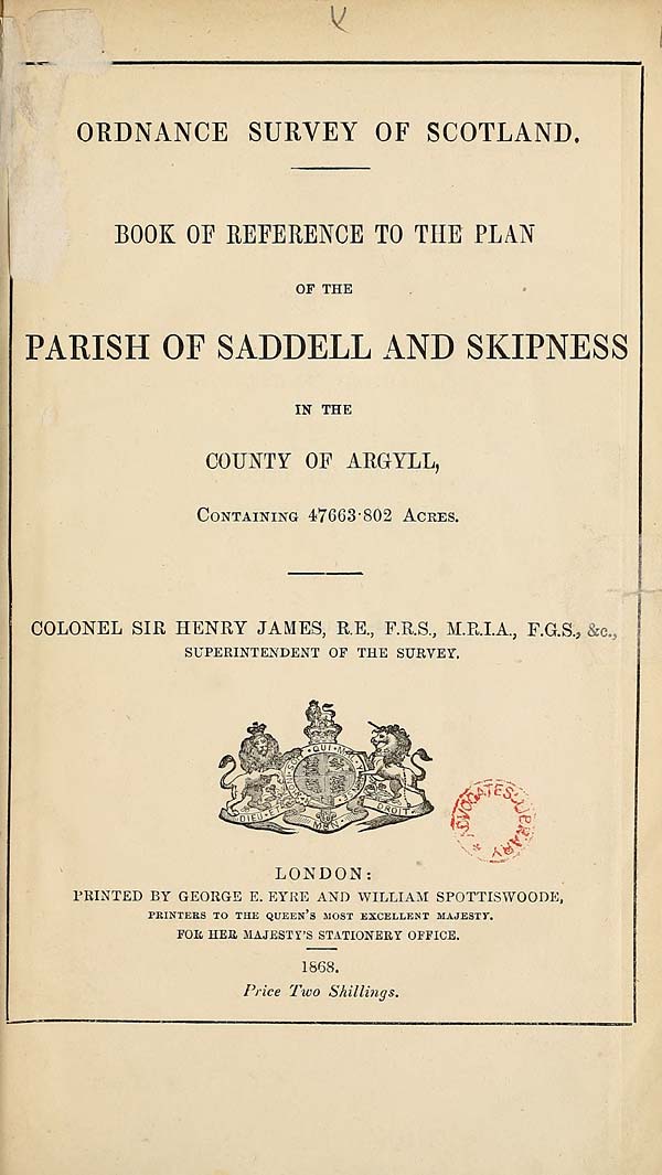 (7) 1868 - Saddell and Skipness, County of Argyll