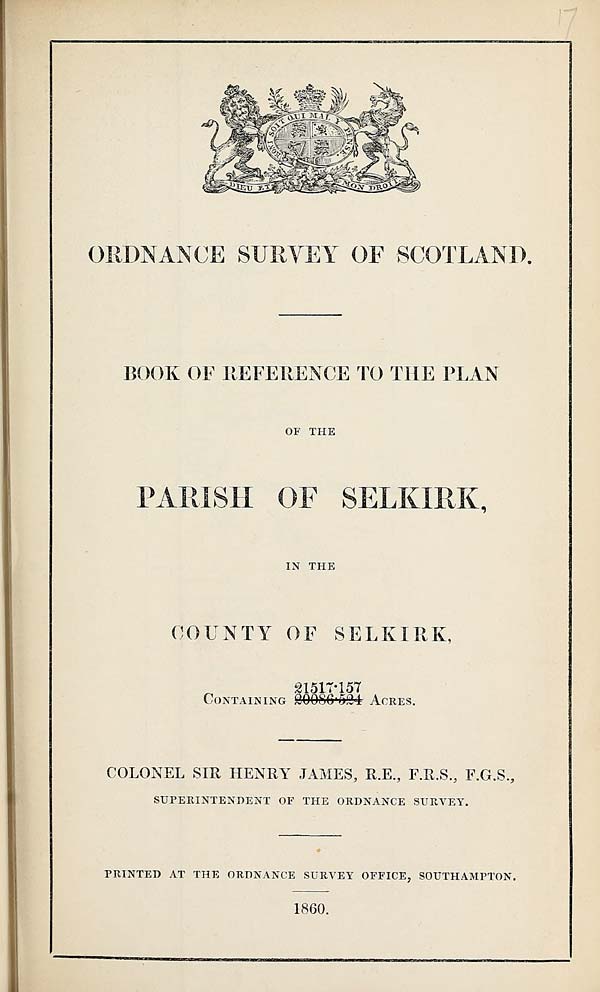 (469) 1860 - Selkirk, County of Selkirk