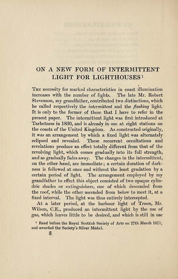 (28) Page 8 - On a new form of intermittent light for lighthouses