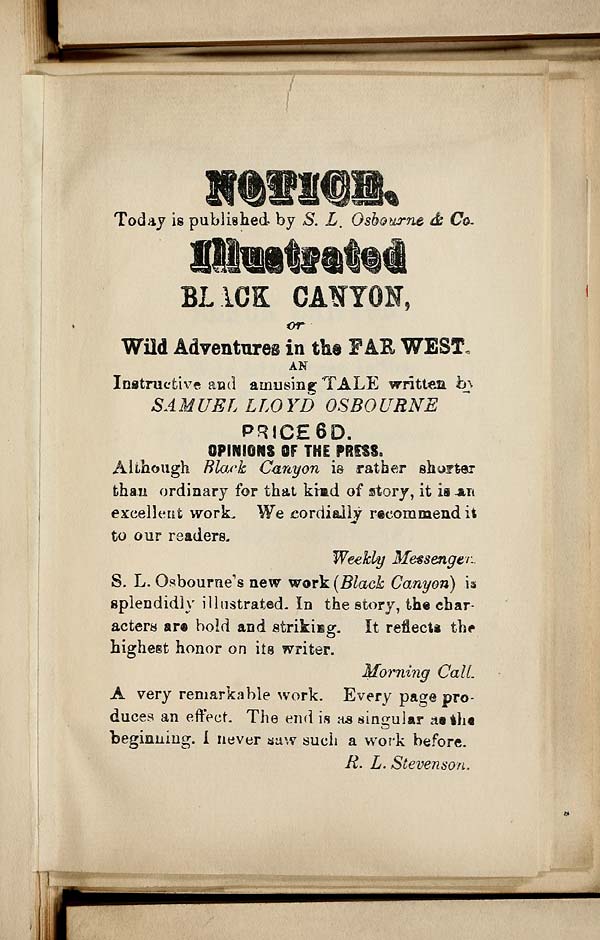 (75) Moral emblems, etc. : Facsimiles -- Advertisement of 'Black canyon'