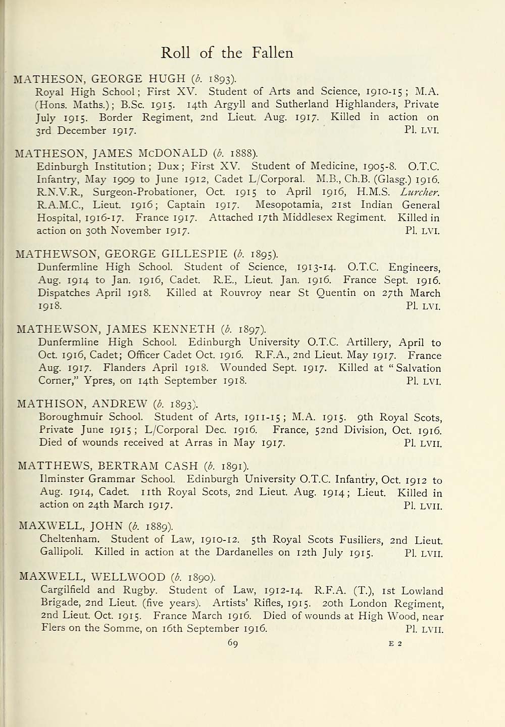(145) Page 69 Organisations > University of Edinburgh roll of honour