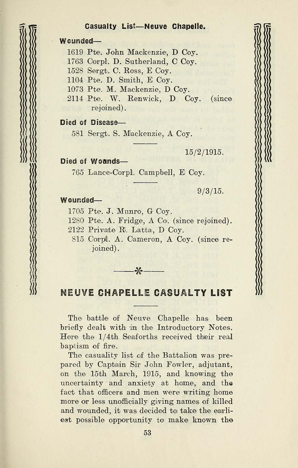 125 Page 53 Neuve Chapelle Casualty List Places Ross Shire Roll Of Honour With Souter S Ross Shire Directory Rolls Of Honour National Library Of Scotland