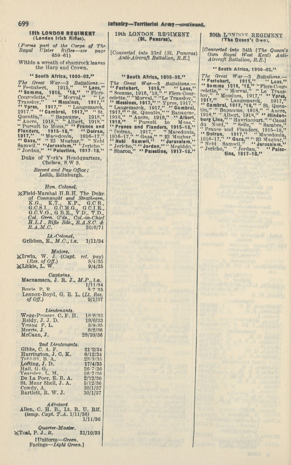 430 Army Lists Monthly Army Lists 1937 1940 February 1937 British Military Lists National Library Of Scotland