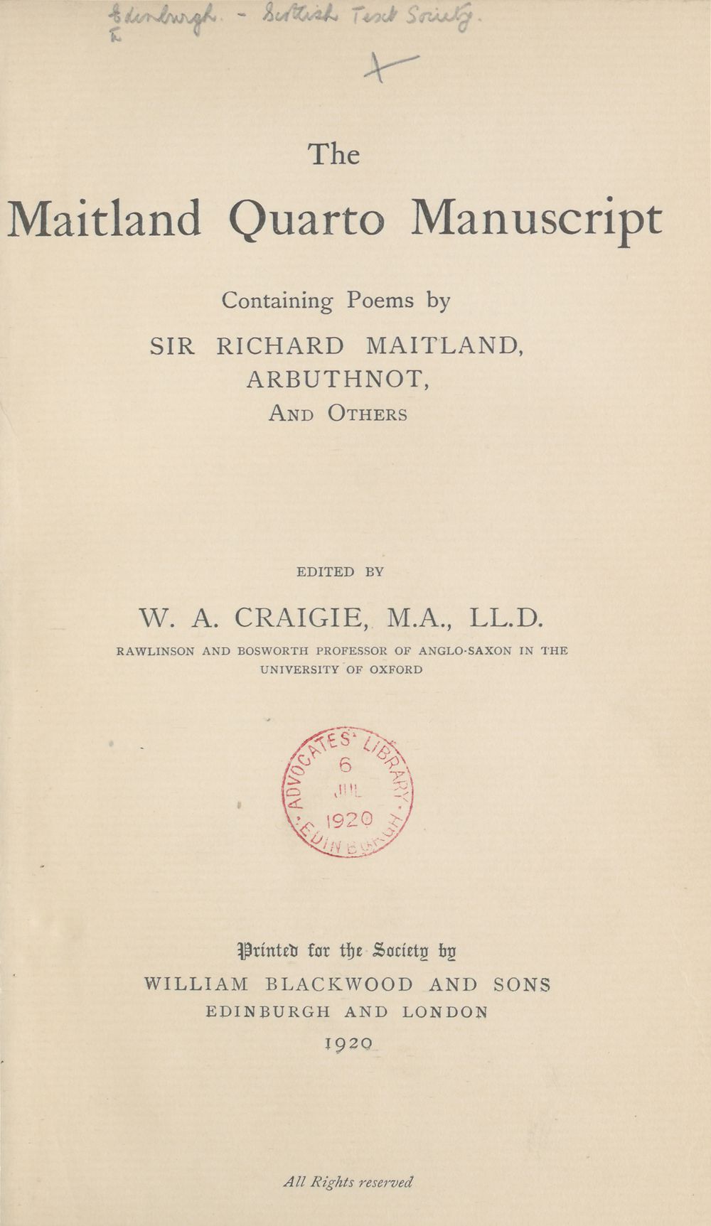 (7) - Scottish Text Society publications > New series > Maitland quarto ...