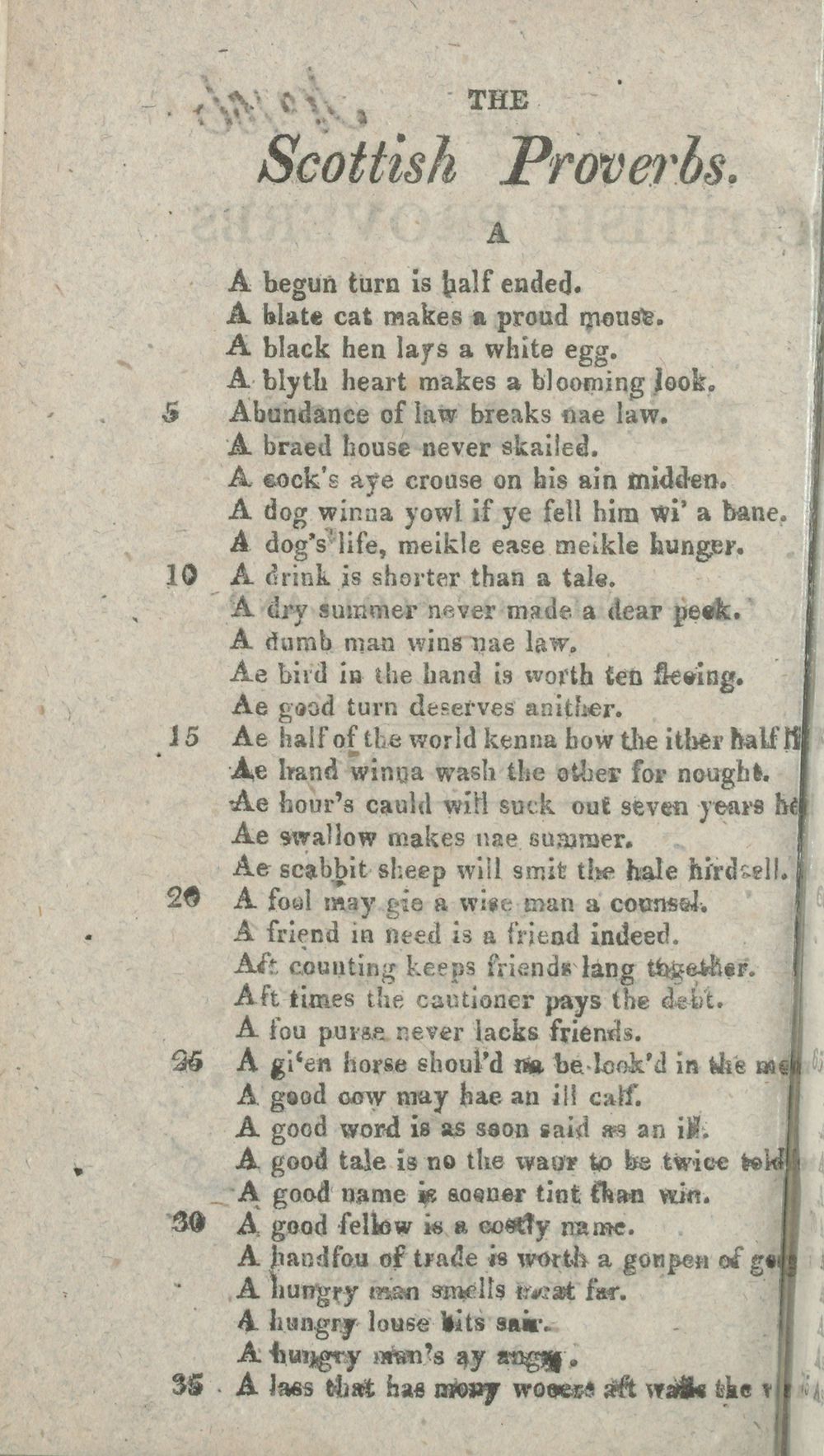 2 Scotland Scots Scottish Proverbs Or The Wise Sayings Of The Old People Of Scotland Chapbooks Printed In Scotland National Library Of Scotland