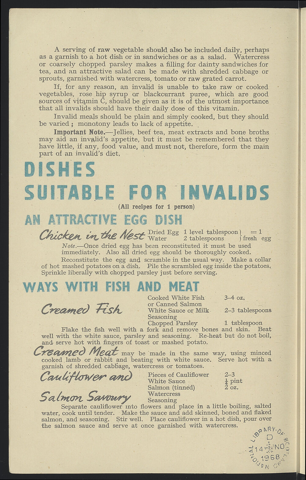 Invalids Pudding (2) - Food for invalids and convalescents - Ministry of Food - National ...