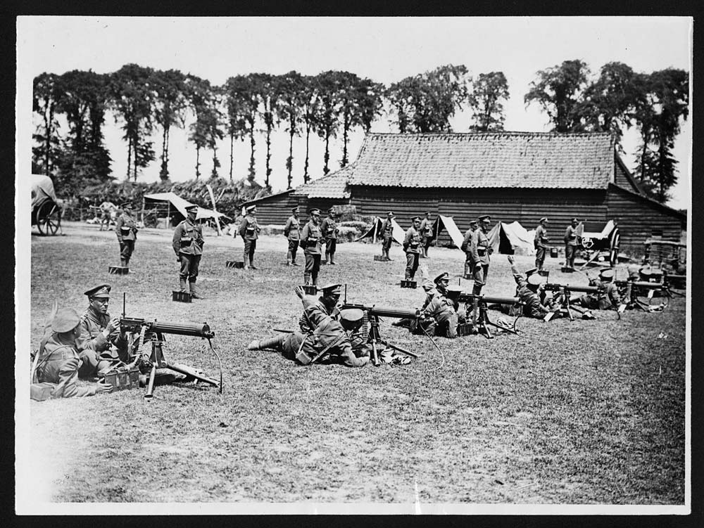 (336) C.2801 Men of the Machine Gun Corps at drill Photographers
