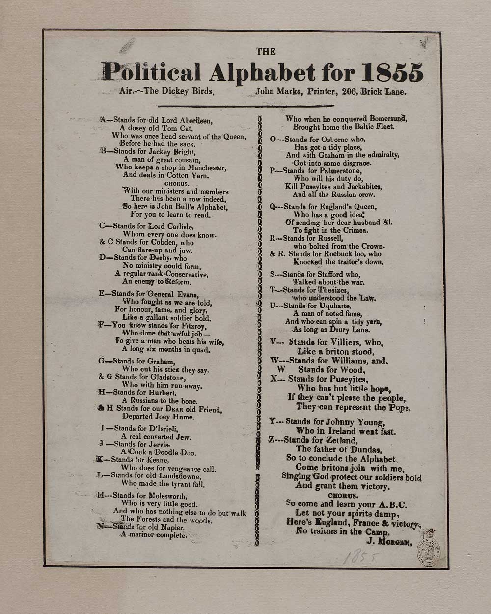 Political alphabet for 1855 - Politics & government - English ballads