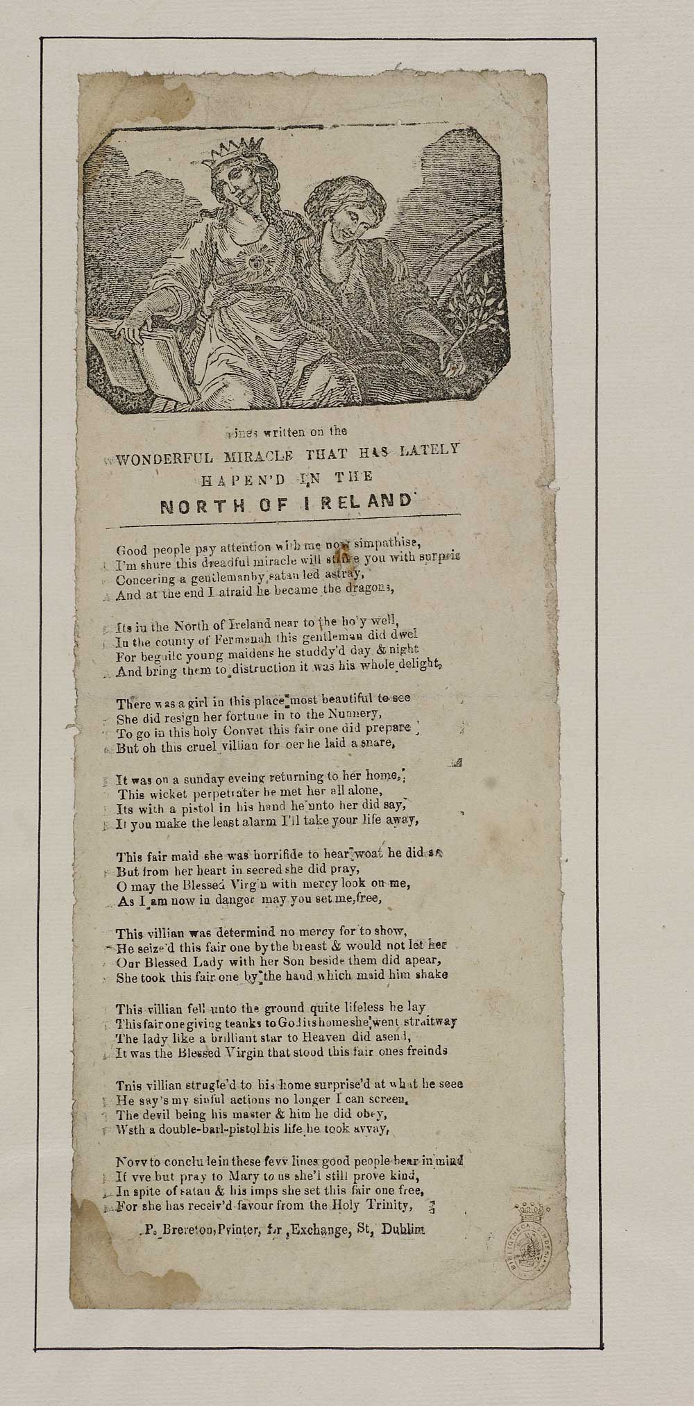 Lines written on the wonderful miracle that has lately hapen'd in the north  of Ireland - Ireland - English ballads - National Library of Scotland