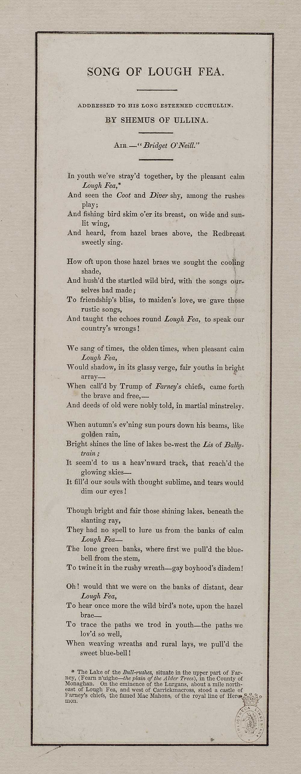 Song Of Lough Fea Ireland English Ballads National Library Of Scotland