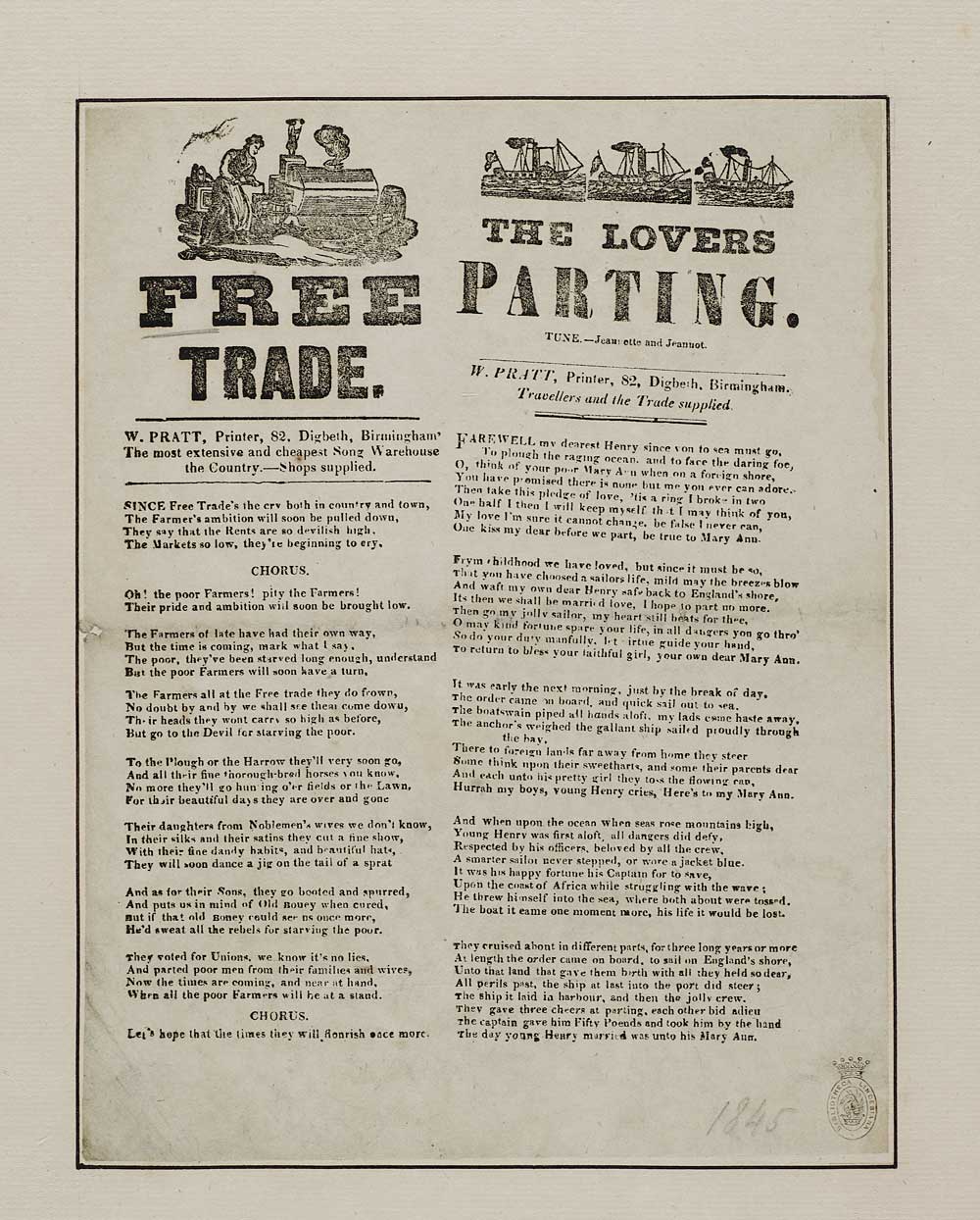 Free Trade Politics And Government English Ballads National Library