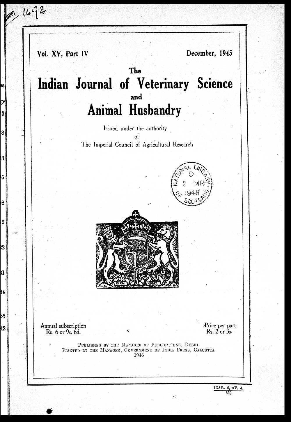 (11) Title page Medicine Veterinary > Veterinary colleges and
