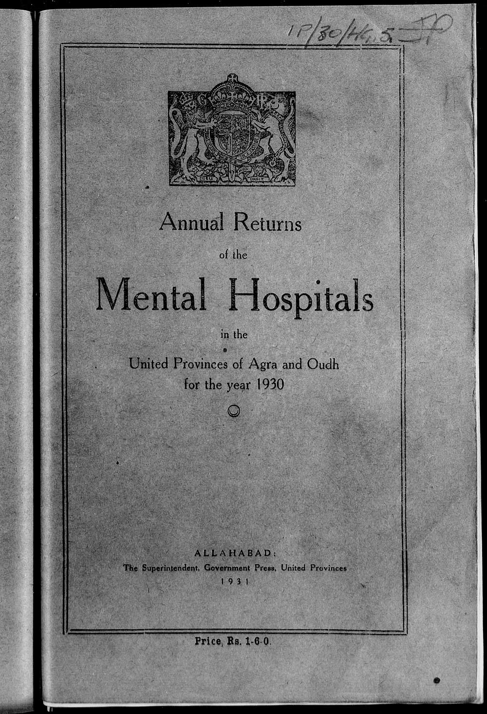 mental institutions 1930s