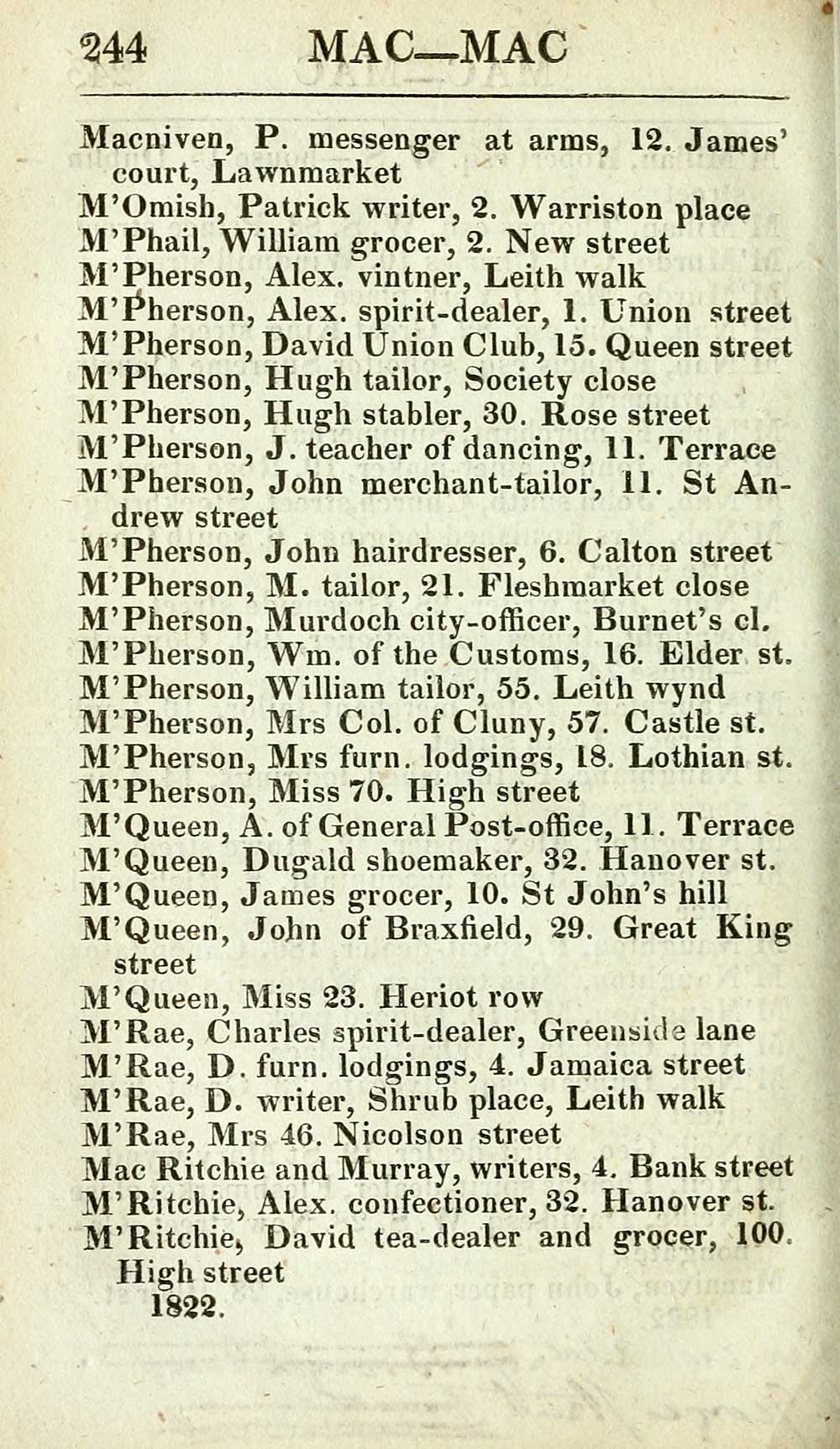 (250) - Towns > Edinburgh > 1805-1834 - Post Office annual directory ...