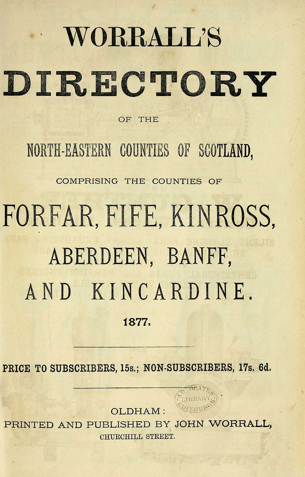 (7) Title page Scotland > 1877 Worrall's directory of the NorthEastern counties of Scotland