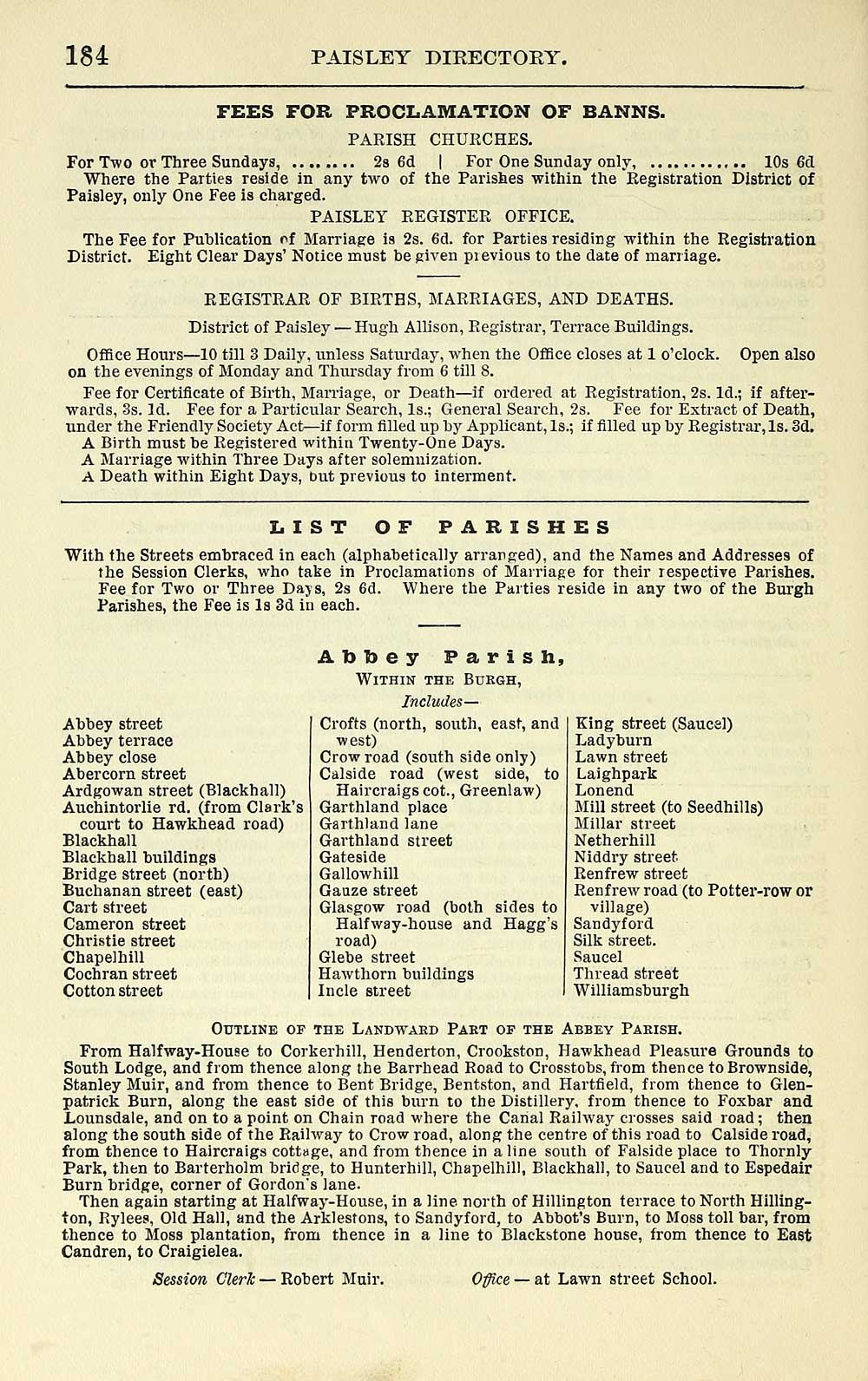 186 Towns Paisley 1884 1912 Directory And General 186 Towns Paisley 1884 1912