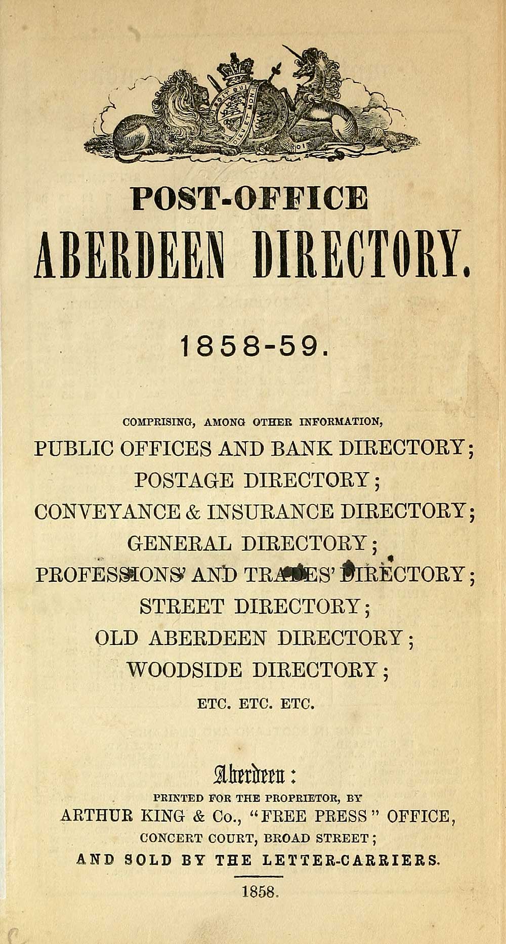 (7) Title page Towns > Aberdeen > 18581912 Post Office Aberdeen