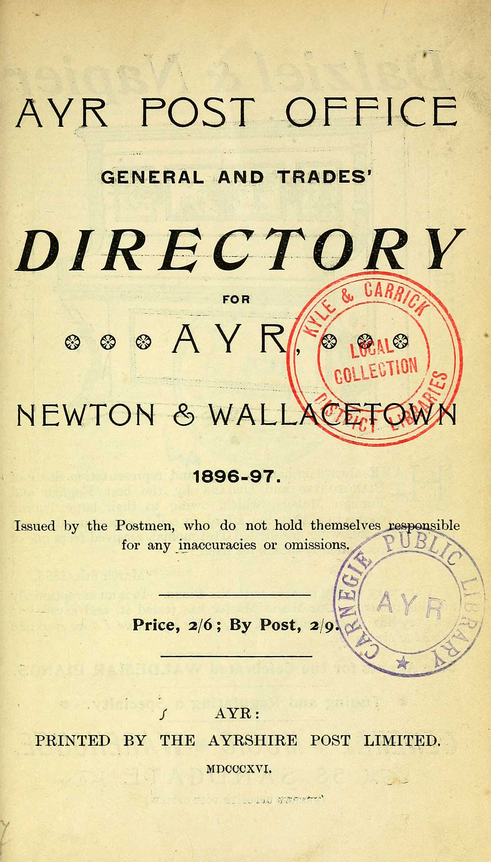 (7) Title page Towns > Ayr > 18941912 Ayr Post Office General and